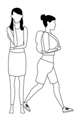 casual people cartoon black and white
