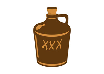 Moonshine Bottle icon vector. Vintage brown alcohol container vector. Moonshine drink icon isolated on a white background