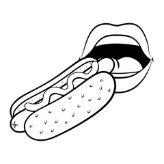 hot dog and sexy lips black and white