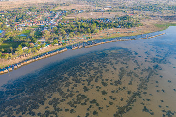 The Khmer town on water at lake - Phnompenh at Cambodia