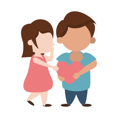 Kids in love cartoon Vector illustration