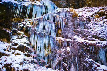 Icicles on the rocks