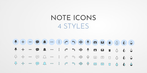 Fototapeta na wymiar Web icons. Set of business signs for note app