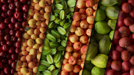 Diagonally Arranged Fruits 3D Rendering