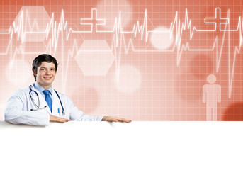Doctor with banner