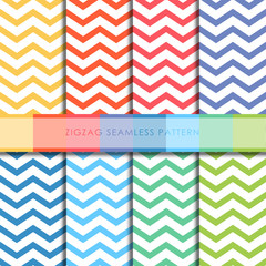 Seamless rainbow zigzag pattern set.