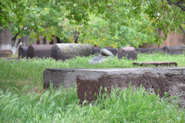 gravestones in the garden