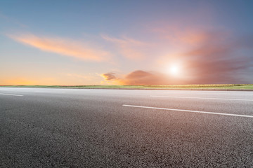 Empty Highway Asphalt Road and Beautiful Sky Landscape