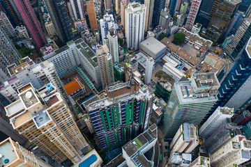 Top view of Hong Kong downtown city