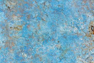 Light blue rusty vintage paint background, color on old pool bottom, brown, yellow, decay texture, autumn concept