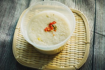 Bubur Lambuk, a popular Malaysian porridge which has been cooked with big pot and main ingredients are rice,meat,water and her usually during ramadhan, the fasting month 