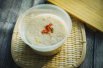 Bubur Lambuk, a popular Malaysian porridge which has been cooked with big pot and main ingredients are rice,meat,water and her usually during ramadhan, the fasting month 