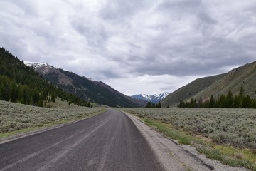 Sun Valley, Badger Canyon in Sawtooth Mountains National Forest Landscape panorama views from Trail Creek Road in Idaho. United States.