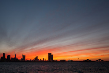 Fototapeta na wymiar Bahrain skyline during sunset