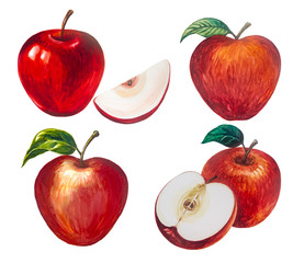 Apple picture and painted with watercolor.