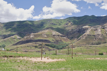 A soccer field in Lesotho