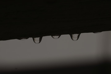 Raindrops water detail in balcony