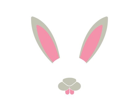 rabbit face elements set. Vector illustration. Animal character ears and nose. Video chart filter effect for selfie photo