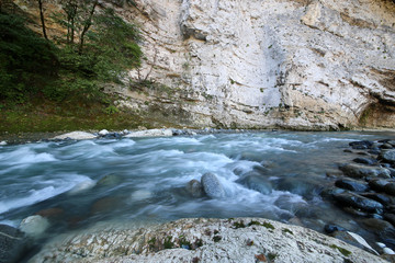 Naklejka na ściany i meble Caucasus. Mountain river Dzhampal.