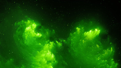 Green glowing nebula fractal background