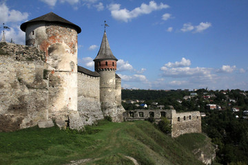 Fototapeta na wymiar Defensive fortifications of the old town of Kamenetz-Podolsky, Ukraine.