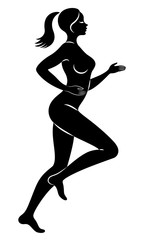 Fototapeta na wymiar Silhouette of slender lady. The girl is running. The woman goes in for sports, strengthens health. Vector illustration.