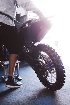 Motocross bike tire agains the sun