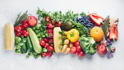 Assortment of fresh fruits and vegetables