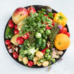 Assortment of fresh fruits and vegetables