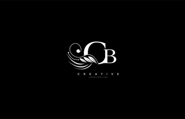 Initial CB letter luxury beauty flourishes ornament monogram logo