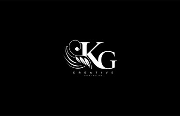 Initial KG letter luxury beauty flourishes ornament monogram logo - obrazy, fototapety, plakaty