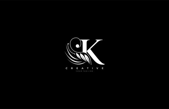Initial K letter luxury beauty flourishes ornament monogram logo