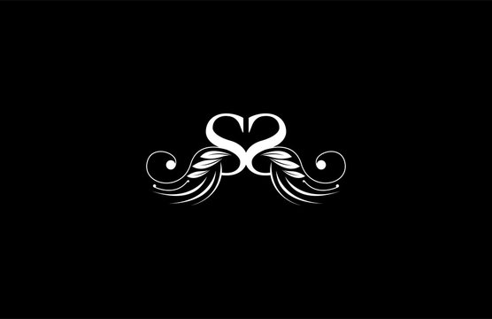Initial SS letter luxury beauty flourishes ornament monogram logo