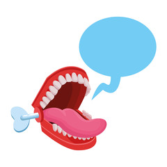 false chattering jaws with speech bubble