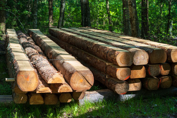 outdoor rack of wood planks