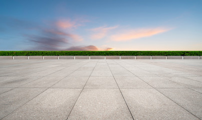 Empty square tiles and beautiful sky scenery