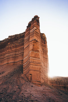Sedimentary layers on a huge sandstone cliff