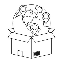 box with globe in black and white