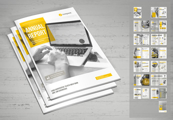 Annual Report Layout in Gray with Yellow Accents