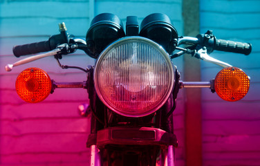 Motorbike details with strong colours
