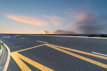 Empty Highway Asphalt Road and Beautiful Sky Landscape
