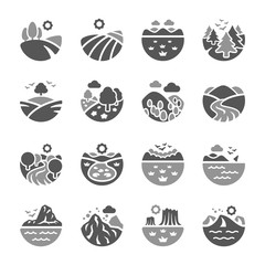landscape and nature icon set,vector and illustration