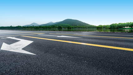 Road Pavement and Natural Landscape of Landscape..
