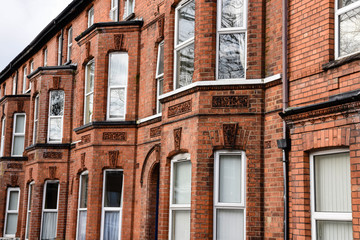 Fototapeta na wymiar Typical Victorian three storey houses in Belfast.