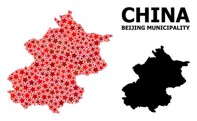 Obraz premium Red Star Mosaic Map of Beijing Municipality