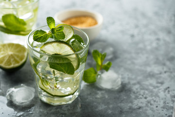 Classic refreshing Mojito cocktail with lime and mint