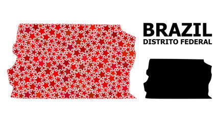 Red Starred Pattern Map of Brazil - Distrito Federal