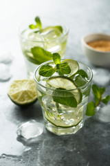 Classic refreshing Mojito cocktail with lime and mint
