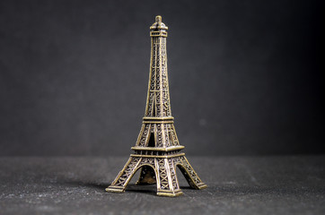 Small statue of the Eiffel Tower in Paris