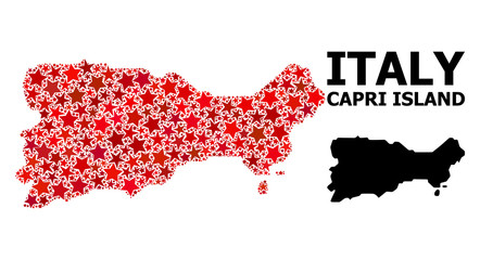 Red Star Mosaic Map of Capri Island